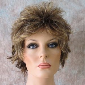 Light Brown Mix Short Wig Spikey Layers